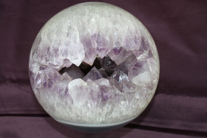 Amethyst and Agate  Geode Sphere protection and purification and release of addictions 4274